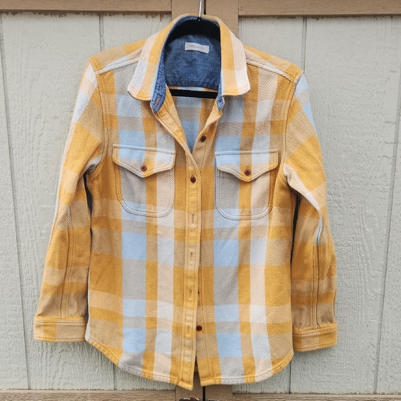 Outerknown Tops - Outerknown Sky High Desert Plaid Yellow Blue Medium Large Shirt Blanket Jacket